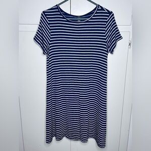 Francesca's Collections Navy and White Striped Midi Dress Large